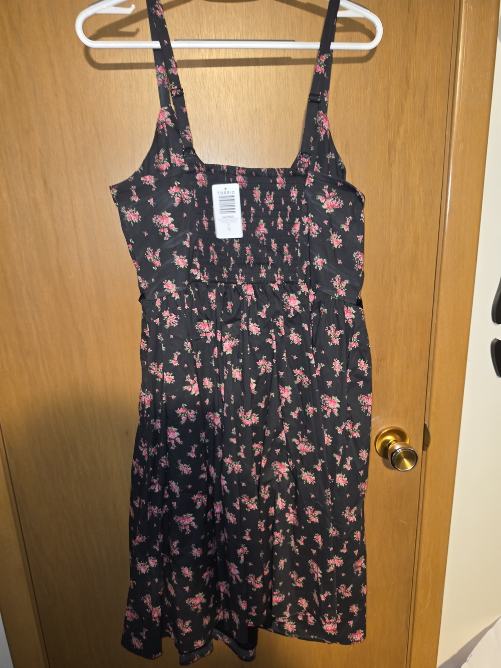 torrid Black Midi Dress with Pink Floral Print - Picture 2 of 3